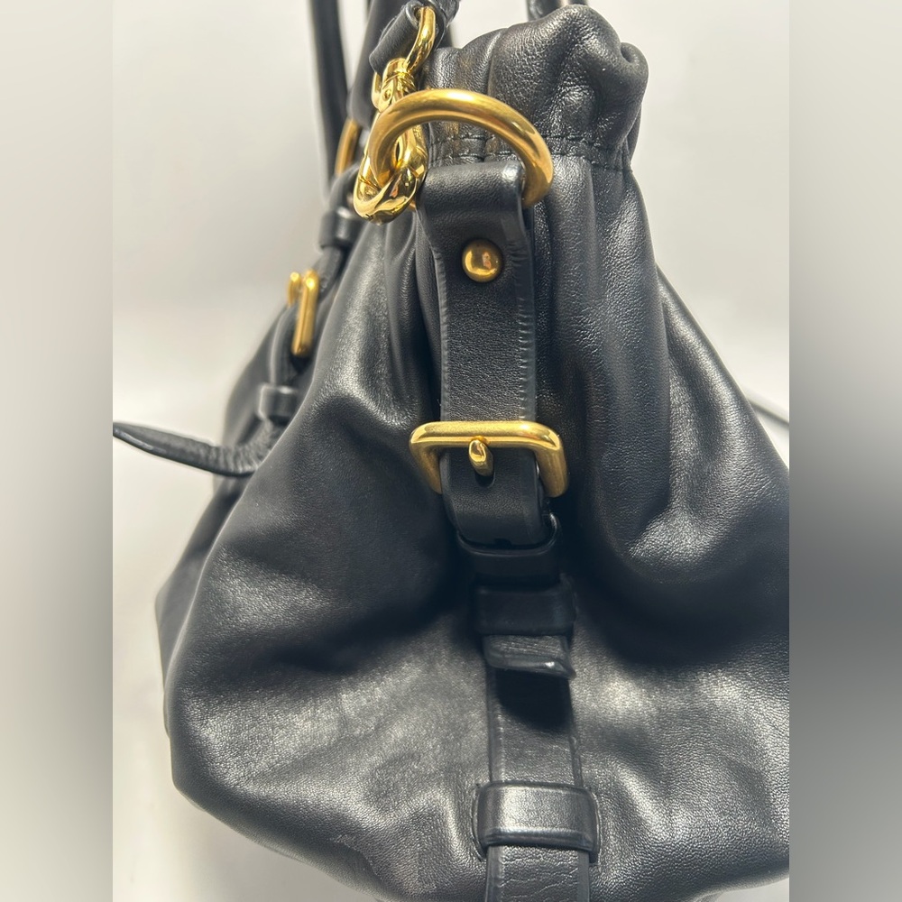 Prada Soft Calf Tote in Black Leather with Gold Hardware - Picture 8 of 10